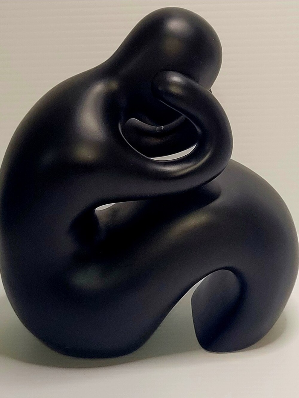 Heavy Minimalist Matte Black Abstract Thinker Statue Sculpture Decor (5"x6")